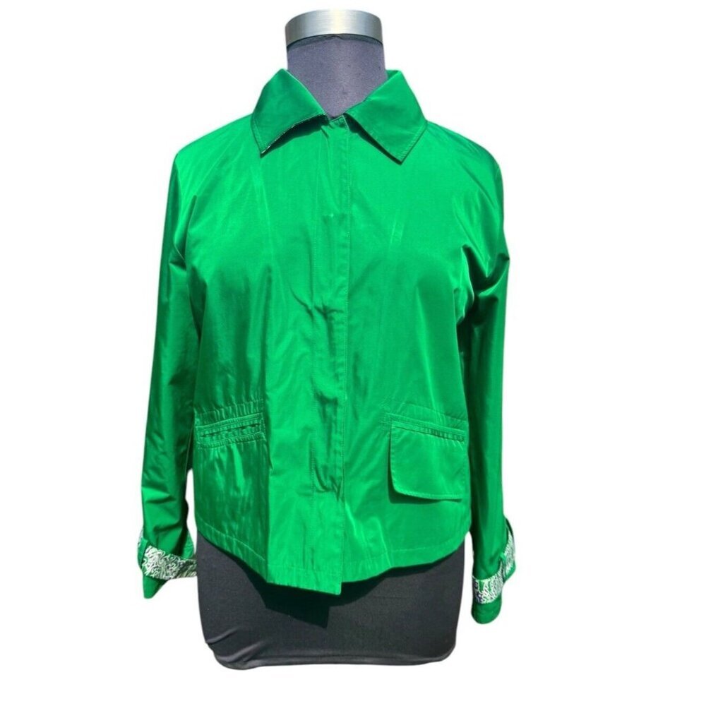 Chico’s Women’s Jacket Emerald Green Size 2 Swing‎ Time outerwear Windbreaker